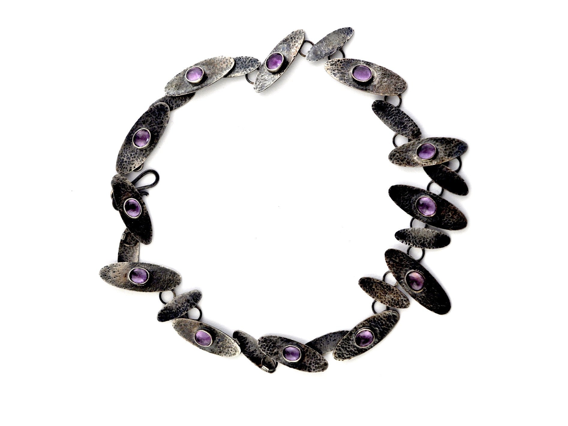 necklace  / silver  oxidized + Amethyst