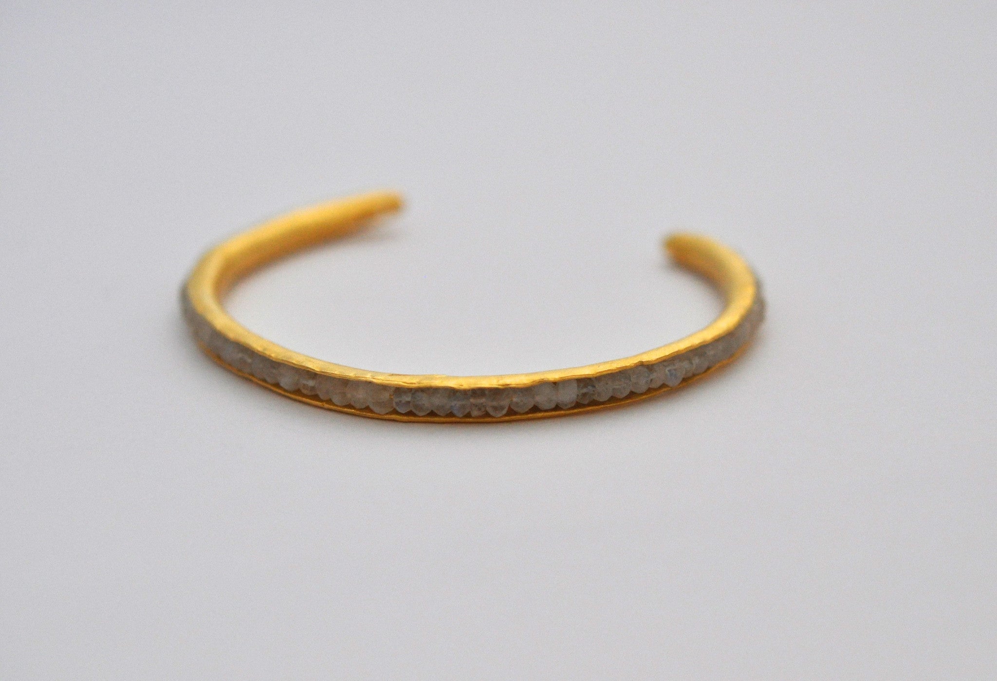 wholesale/bracelet/thin hand forged cuff with hand set tiny gemstones