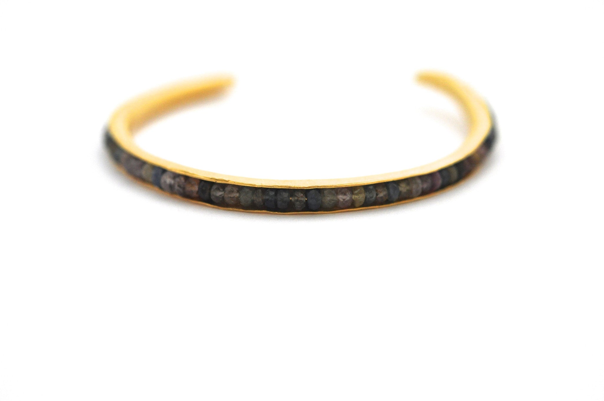 wholesale/bracelet/thin hand forged cuff with hand set tiny gemstones