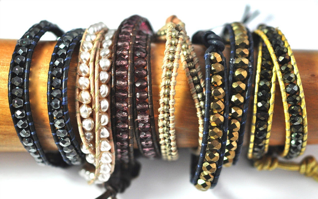 workshop / leather + bead bracelet